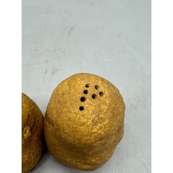 Vintage Ceramic Potato Shaped 2 Pepper Shakers Rustic Finish brown 2.5" READ - Picture 4 of 8